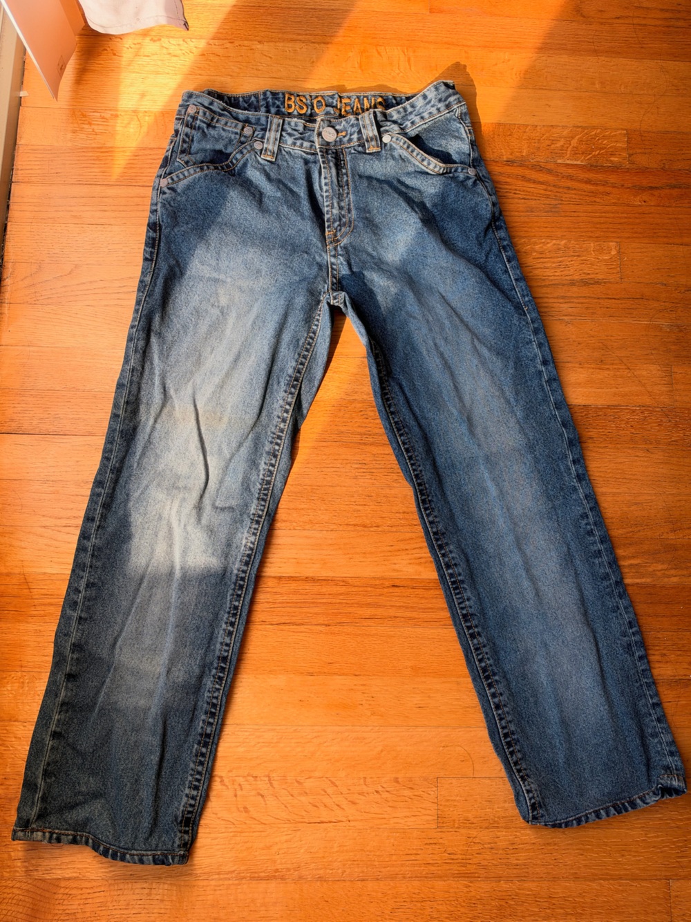 Source Unknown Men's Blue Straight Jeans - Faded Wash